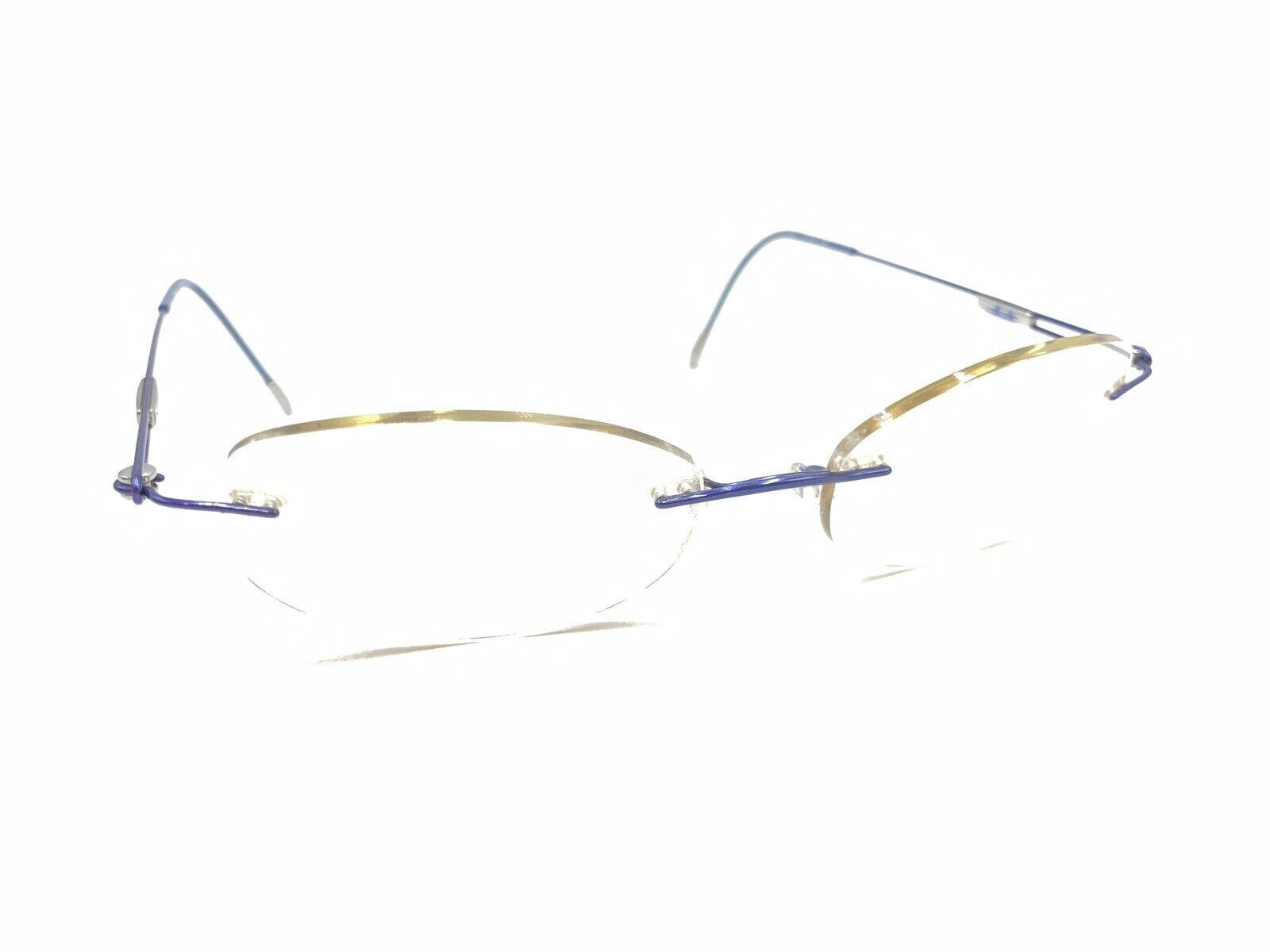 Silhouette Rimless Oval Sunglasses in Black Lenses with Purple Temples titan7534 Silhouette Eyeglasses 7534 10 6081 Titan Blue Rimless Frame  main image 2