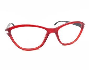 Montura de gafas de ojo de gato Oakley Twin Tail OY8008-0250 en color rojo satinado y negro, 50-15 127