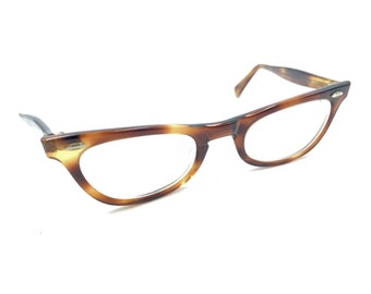 American Optical AO Vintage Tortoise Brown Cat Eye Eyeglasses Frames 45-22 135