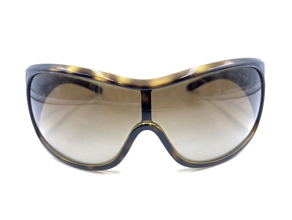 Prada Tortoise Brown Gold Shield Wrap Sunglasses … - image 6