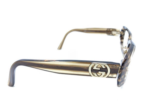 Gucci Striped Translucent Brown Rectangle Sunglas… - image 4