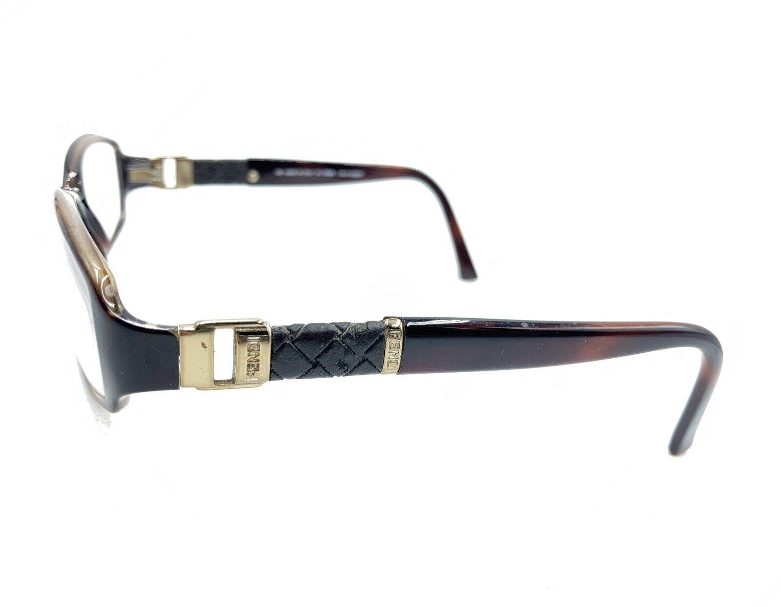 Fendi Cold Insert Brown Tortoise Rectangle Eyeglasses Frames  display picture 1
