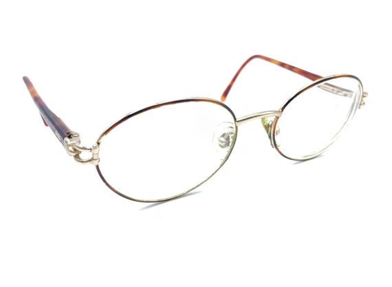 Gucci Vintage Gold Brown Tortoise Metal Round Eyeglasses  display picture 3