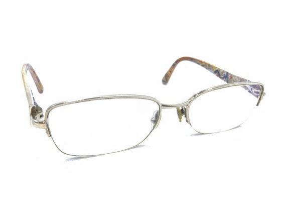 Prada Gold Beige Half Rim Eyeglasses Frames 53-18… - image 1
