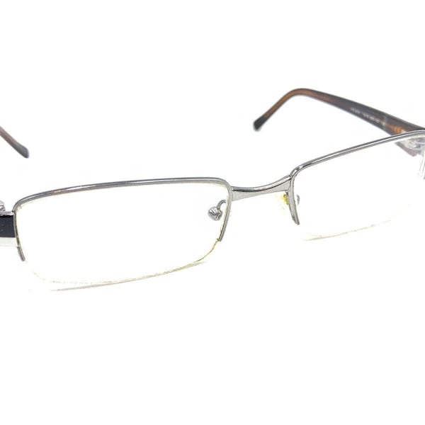 Prada VPR 64H 5AV-1O1 Silver Black Half Rim Eyeglasses Frames 51-18 135 Italy