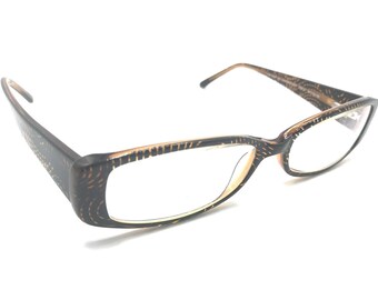 Montura de gafas Miyagi Jennifer 2501 con rayas naranjas y negras, talla 52-16, 135 Taiwán