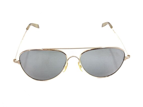 Gold Metal Aviator Sunglasses Gray Lens 140 USA D… - image 2