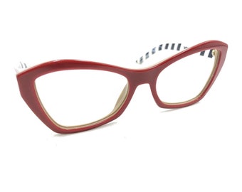 Montures de lunettes de soleil oeil de chat Prada SPR 07X 543-6S1 rouge-marron 55-18 140 Italie Femme