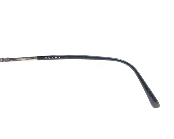 Prada Black Silver Rectangle Eyeglasses Frames 52… - image 9
