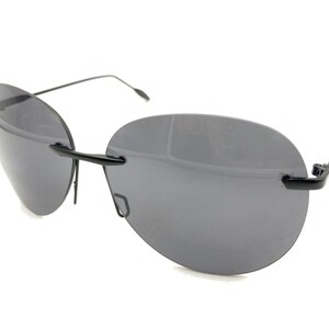 Óculos de sol grandes sem aro Maui Jim Black Metal, lentes cinza, designer masculino e feminino imagem 8
