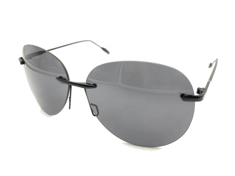 Óculos de sol grandes sem aro Maui Jim Black Metal, lentes cinza, designer masculino e feminino imagem 8
