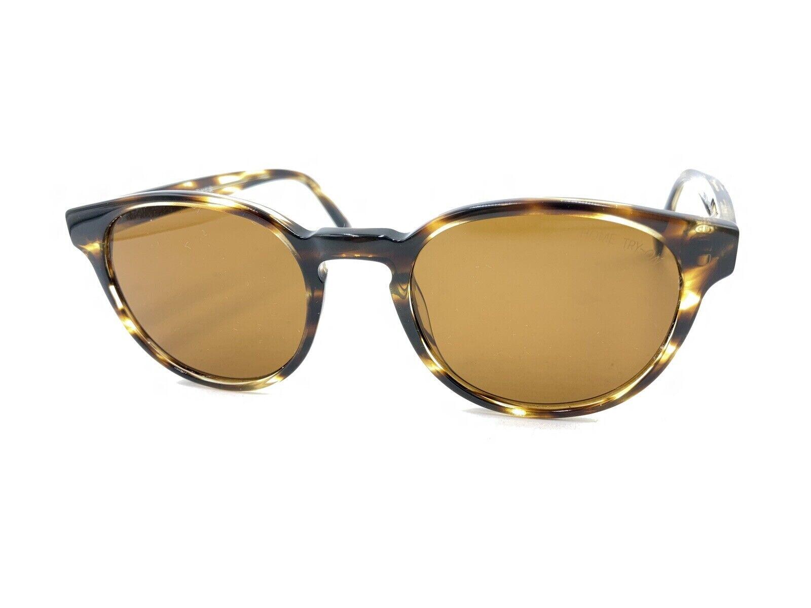 Warby Parker Percey 256 Striped Brown Round Sunglasses Brown 