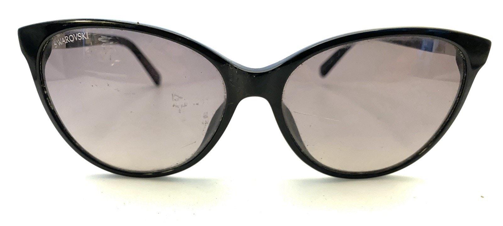 Authentic Swarovski Cat Eye Sunglasses Women SW123-H 01B 58 Black frame Swarovski SW 123-H 01B Black Oversized Sunglasses Black Lens  main image 4