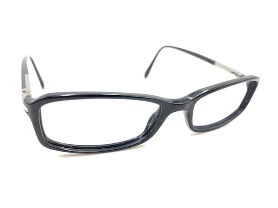 Prada Black Silver Rectangle Eyeglasses Frames 52… - image 1