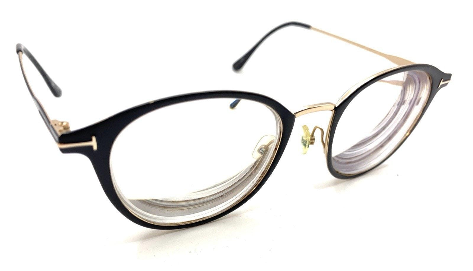 ?Tom Ford Black Gold Round Optical Eyeglasses Tom Ford TF5677-F-B Shiny Black/Gold Eyeglasses | Includes  main image 3