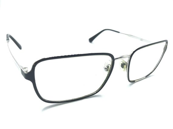 Prada Black Silver Rectangle Eyeglasses Frames 56-18 Italy  display picture 1