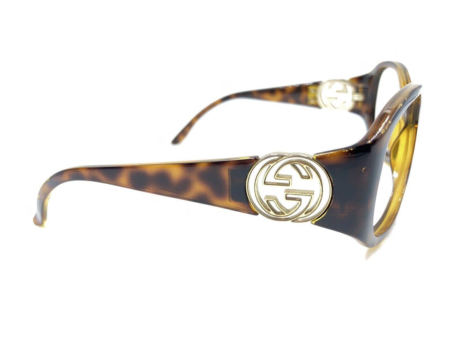 Vtg‎ Gucci GG 2343 Eyeglasses Tortoise Shell Gold Oversized 130 Oval Frame Flaw VTG Gucci Gold Black Oversize Oval Frame Eyeglasses 54 16  main image 2