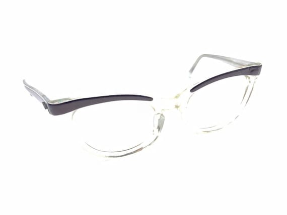 Shuron Vintage Brown Clear Cat Eye Eyeglasses Fra… - image 1