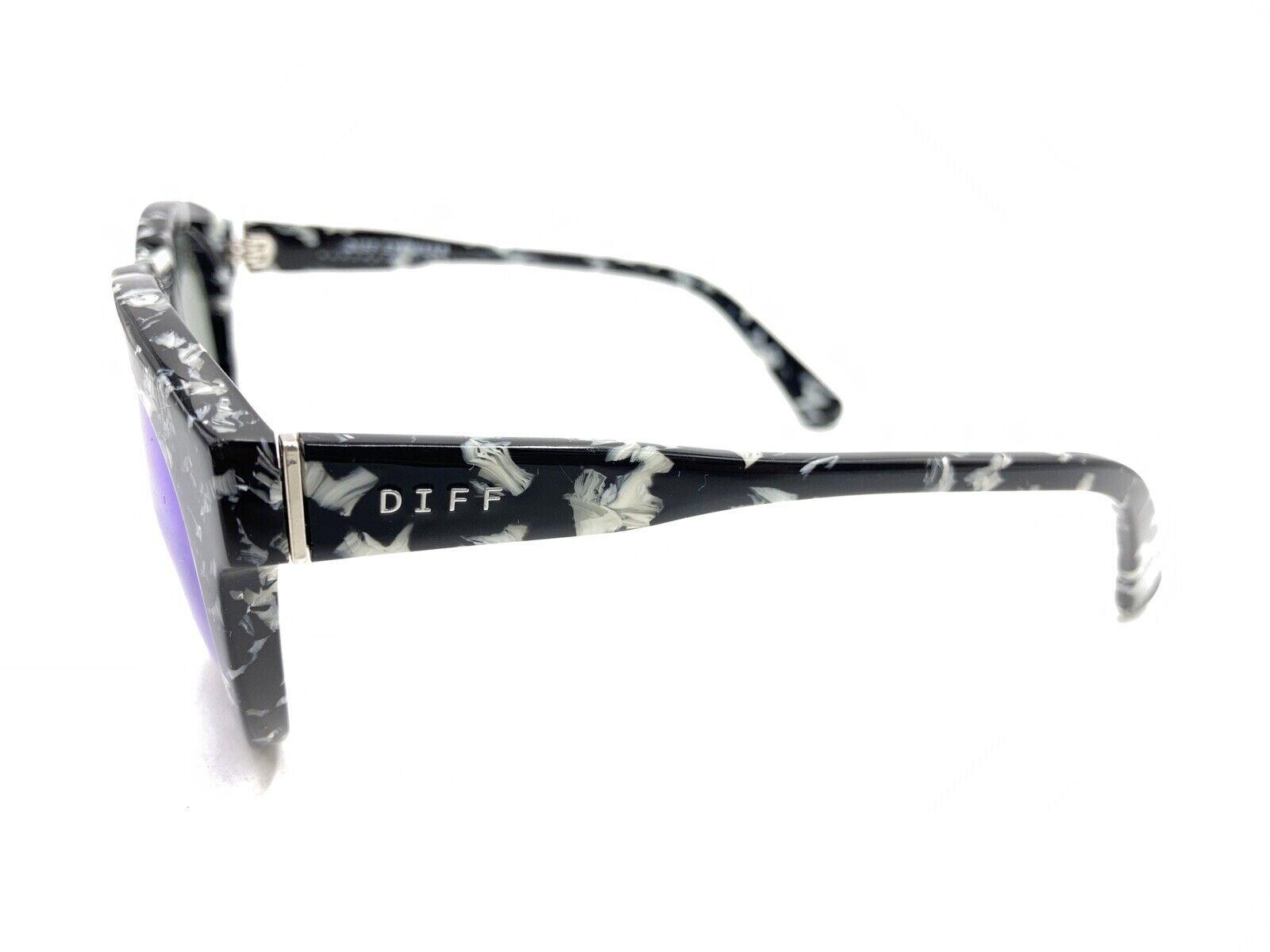 Diff Eyewear Dime II Black White Round Horn Sunglasses 