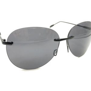 Óculos de sol grandes sem aro Maui Jim Black Metal, lentes cinza, designer masculino e feminino imagem 1