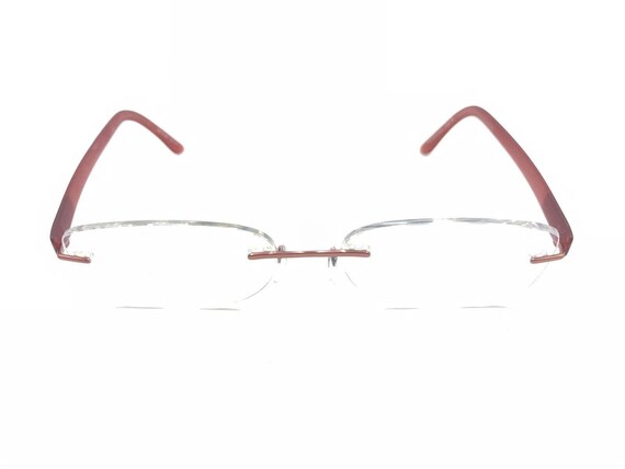 Silhouette 7608 40 6053 Titanium Red Rimless Eyeg… - image 2