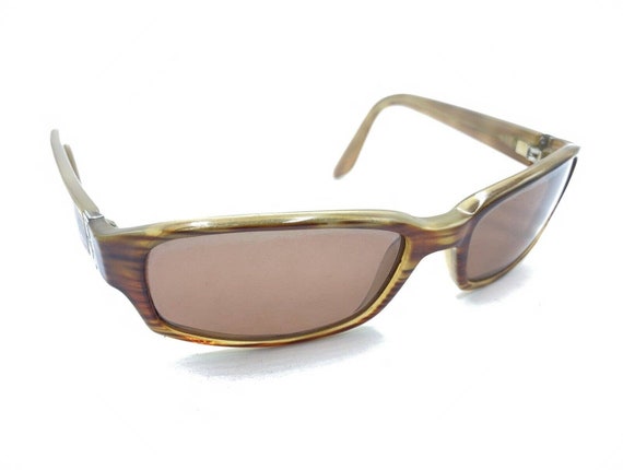 Maui Jim Striped Translucent Brown Rectangle Sung… - image 1