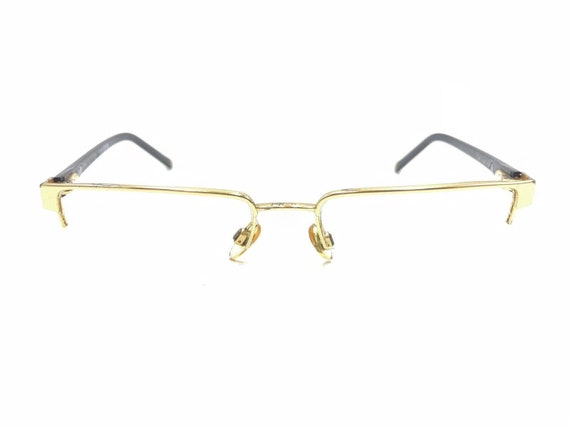 Chanel 2099 323 Gold Black Half Rim Eyeglasses Fr… - image 6