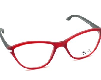 Montura de gafas de ojo de gato Oakley Twin Tail OY8008-0250 en color rojo satinado y negro, 50-15 127