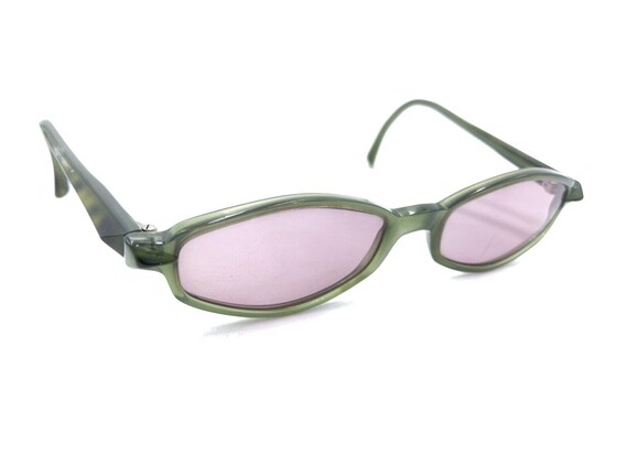 Face A Face Translucent Green Oval Eyeglasses Fra… - image 1