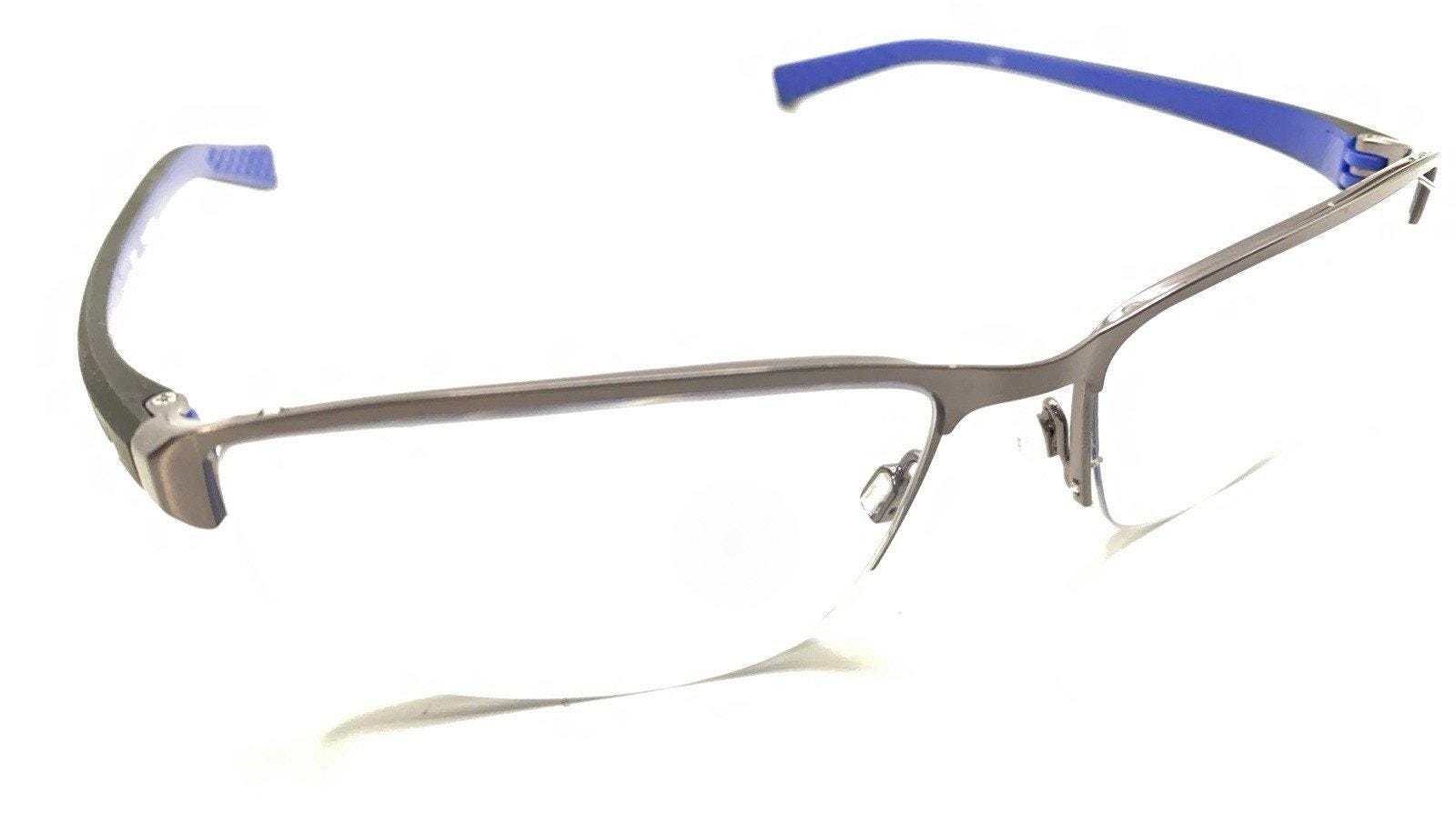 Nike 8098 078 Black Blue Half Rim Eyeglasses Frames 56-16 140 Men Women Sport