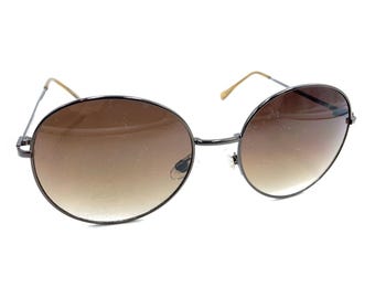 Dark Brown Metal Round Sunglasses Gradient Brown Lens 140 Designer Men Women