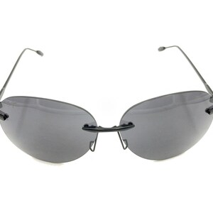Óculos de sol grandes sem aro Maui Jim Black Metal, lentes cinza, designer masculino e feminino imagem 2