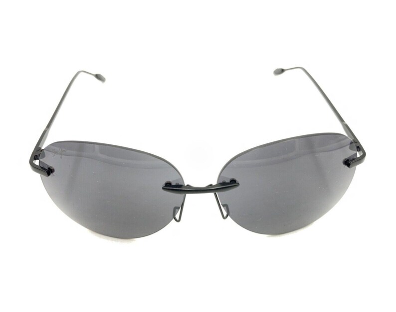 Óculos de sol grandes sem aro Maui Jim Black Metal, lentes cinza, designer masculino e feminino imagem 2