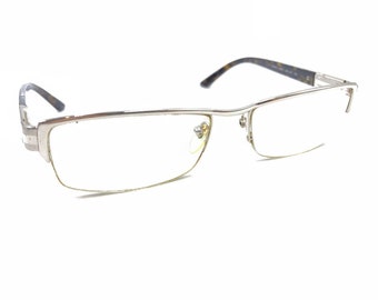 Prada VPR 67L 1BC-1O1 Silver Half Rim Eyeglasses Frames 53-17 140 Italy Designer