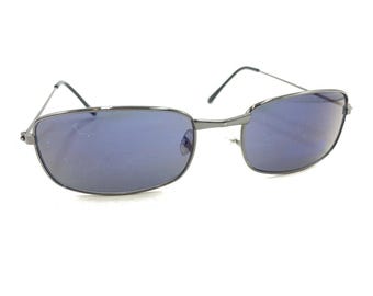 Dark Gunmetal Rectangle Sunglasses Gray Lens 140 Designer Fashion Men Women