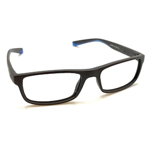 Nike Live Free 7090 018 Matte Black Blue Rectangle Eyeglasses Frames 53-17 140