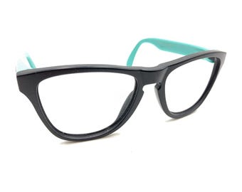 Monturas de anteojos Oakley Frogskins OY8009-0148 en negro satinado y verde azulado, solo 48-15 133
