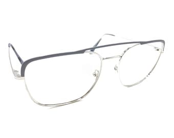 Prada SPR 53V 329-4S1 Marcos de gafas de sol cuadrados de metal plateado gris 59-18 145 Italia