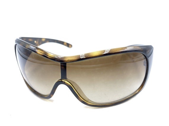 Prada Tortoise Brown Gold Shield Wrap Sunglasses … - image 8
