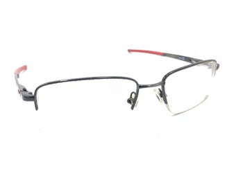 Oakley Gauge Schwarz Rot Metall Halbrand Brillenfassungen 54-17 Männer Frauen Sport