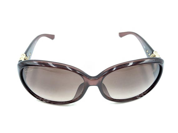 Gucci Translucent Lavender Oval Sunglasses with Gold Accents Gucci GG 3726/F/S 0D0J6 Translucent Purple Sunglasses Brown  main image 2