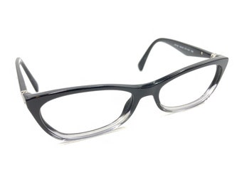 Prada VPR 15P ZYY-1O1 Black Clear Fade Cat Eye Eyeglasses Frames 53-16 135 Italy