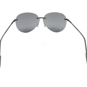 Óculos de sol grandes sem aro Maui Jim Black Metal, lentes cinza, designer masculino e feminino imagem 5