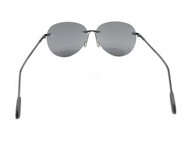 Óculos de sol grandes sem aro Maui Jim Black Metal, lentes cinza, designer masculino e feminino imagem 5