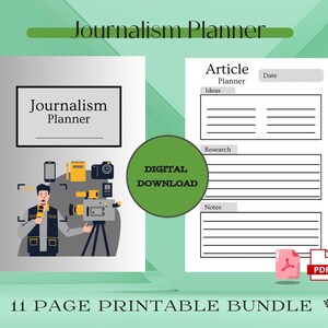 Journalism Planner Daily Journalist Planner monthly journalism journal Printable Planner Editable Journalism Planner 3 sizes A4 A5 US letter
