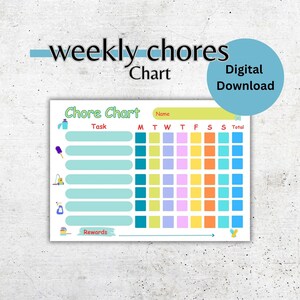 Chore Chart, Kids Chore chart printable, responsibility chart, Editable chore list, Task chart, printable chore chart, weekly chore chart
