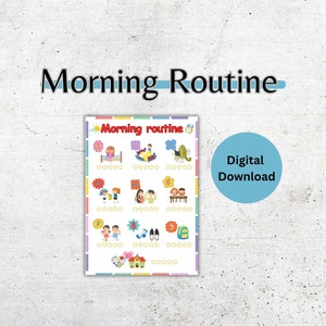 Morning routine checklist printable kids daily routine SEN special education needs organisation chart, chores check list school routine