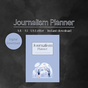 Journalism Planner Daily monthly notes planner journalism journal, increase productivity assignments planner, printable minimal organiser