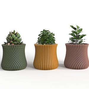 The Tulip Collection - Planter Plant Pot Set with Drip Trays STL Files for 3D Printing