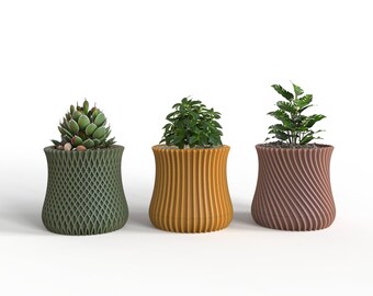 The Tulip Collection - Planter Plant Pot Set with Drip Trays STL Files for 3D Printing